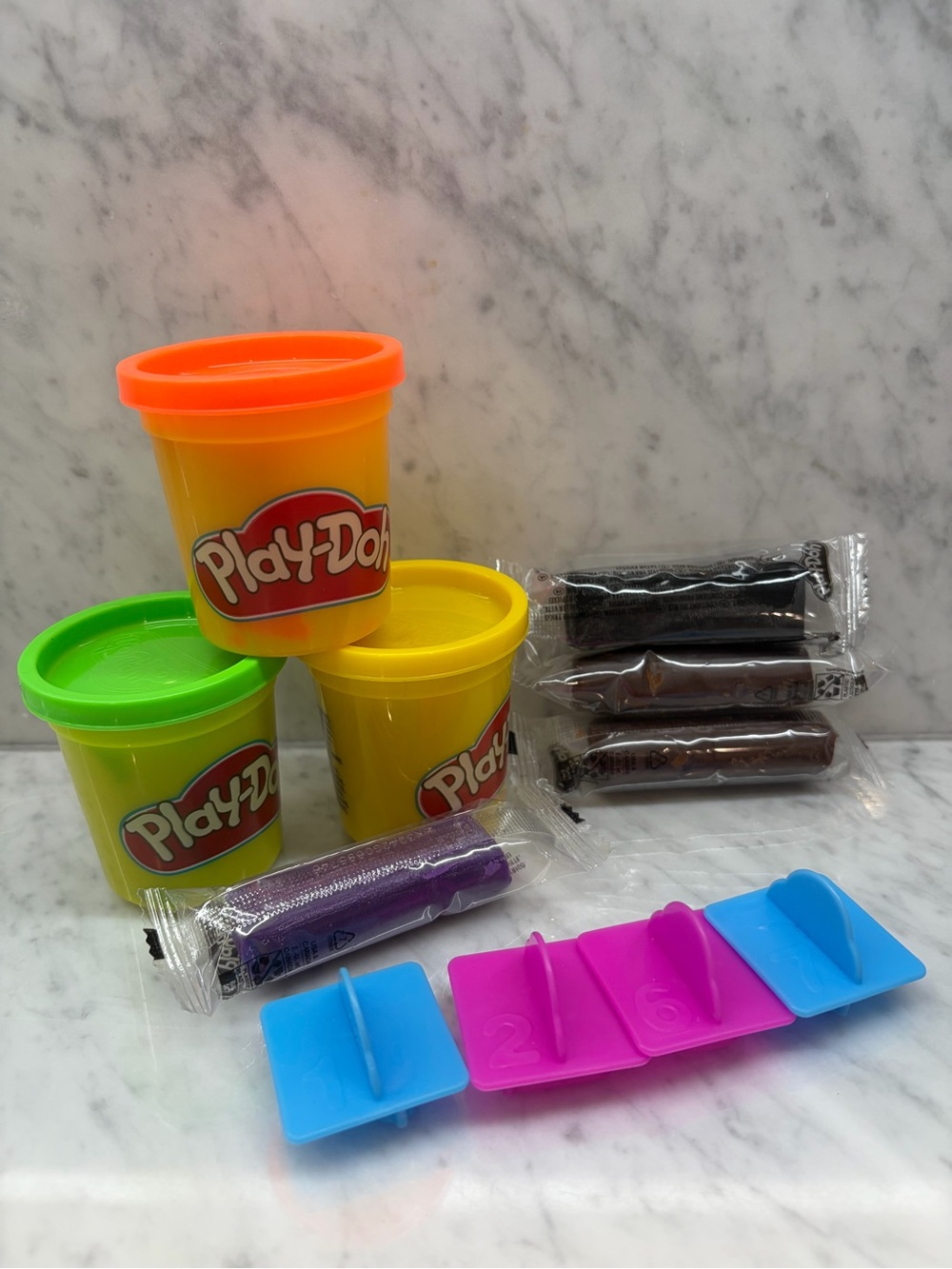 Play-Doh Mixed Activity Lot Tubs Mini Packs Number Stamp Molds Kids Craft Toy
